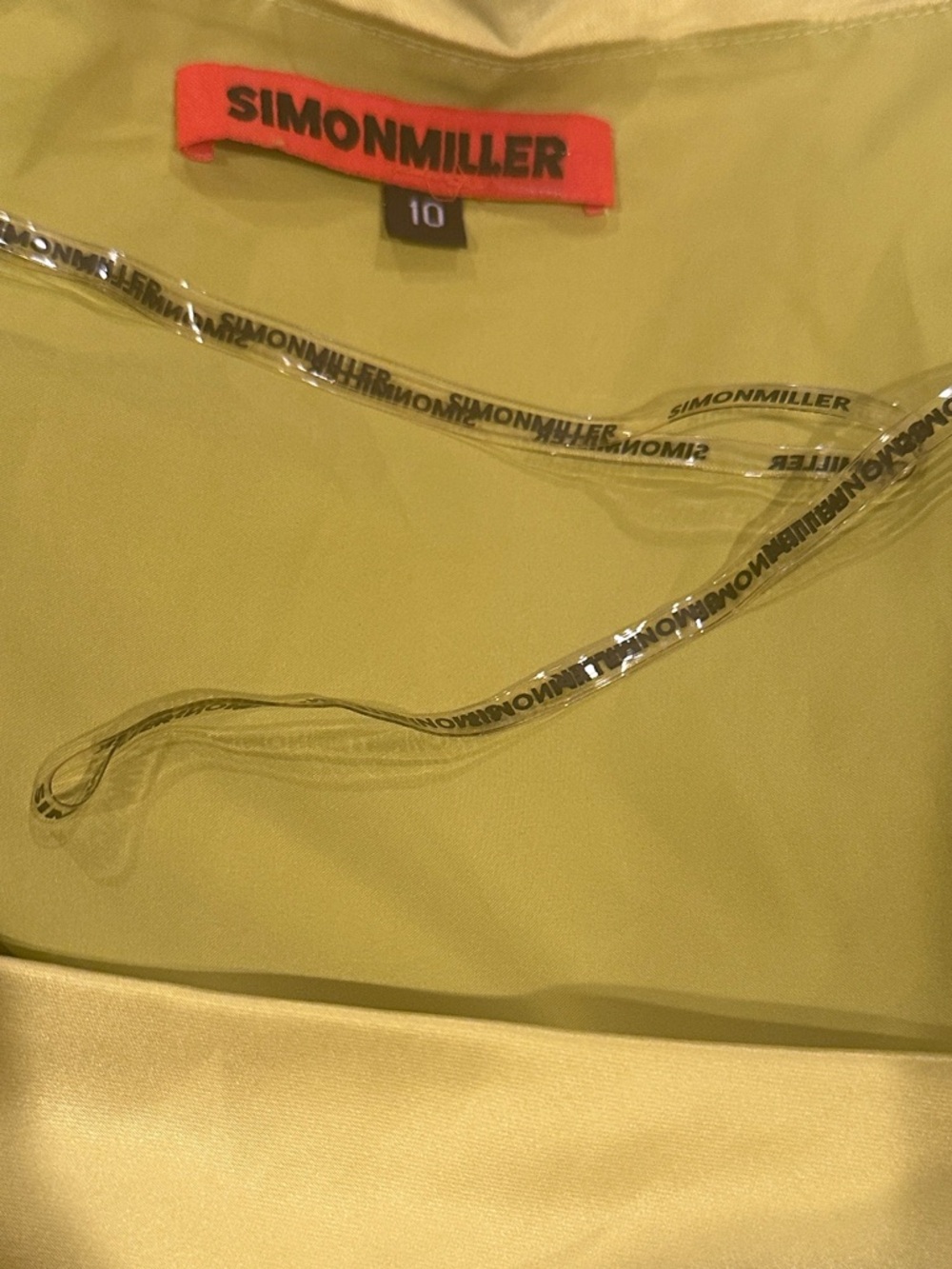 SIMON MILLER Satin Halter Chartreuse Prom Wedding Guest Long Slip Dress 10 - Picture 11 of 12